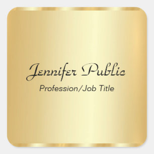 Custom Gold Elegant Script Glamourous Template Square Sticker