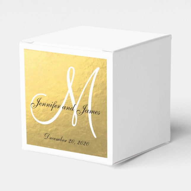 Custom Gold Foil Coloured Monogram Favour Box 2 (Front Side)