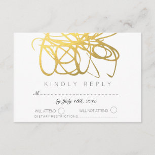 Custom Gold Foil Effect Wedding RSVP Reply Card