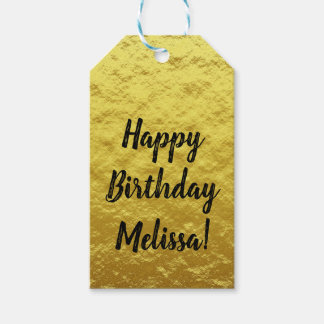 Custom Gold Foil Happy Birthday Script Gift Tags