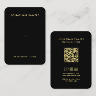 Custom Gold Font QR Code Black Premium Silk Mighty Business Card