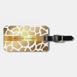 Custom Gold Giraffe Lampart Skin Luggage Luggage Tag