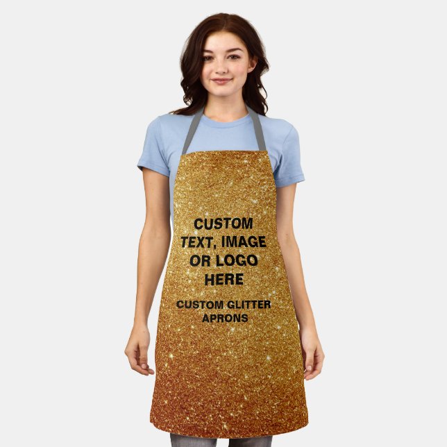 Custom Gold Glitter Apron - Design Your Own Online (Worn)