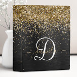 Custom Gold Glitter Black Sparkle Monogram Mini Binder<br><div class="desc">Easily personalize this trendy elegant binder design featuring pretty gold sparkling glitter on a black brushed metallic background.</div>