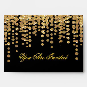 Custom Gold Glitter Confetti with Black Background Envelopes