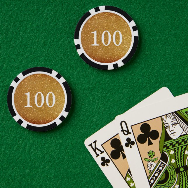 Custom gold glitter design casino poker chips (Poker Table (Double))
