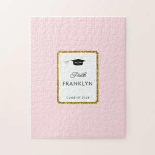 Custom Gold Glitter Graduation Puzzle Guest Book