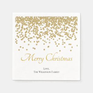Custom Gold Glitter Merry Christmas Paper Napkin