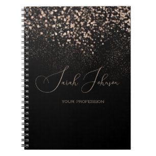 Custom Gold Glitter Midnight Black Notebook