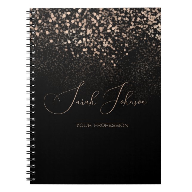 Custom Gold Glitter Midnight Black Notebook (Front)