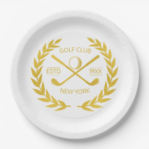 Custom Gold Golf Club Elegant Minimal Modern  Paper Plate
