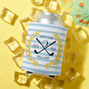 Custom Gold Golf Club Minimal Summer Stripes Can Cooler