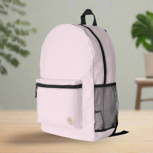 Custom Gold Initial l Feminine Girly Blush Pink  Printed Backpack