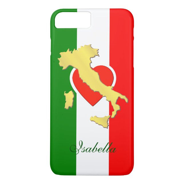 Custom Gold Italy Map Italian Flag Phone Case (Back)