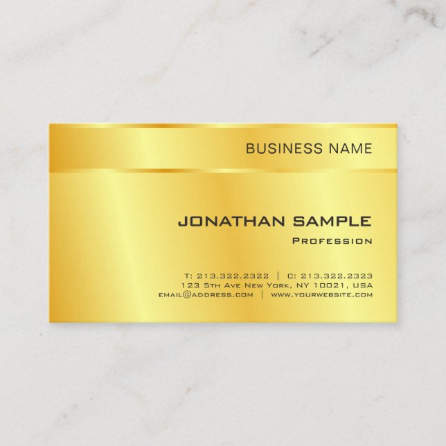 Custom Gold Look Elegant Simple Modern Template Business Card (Front)