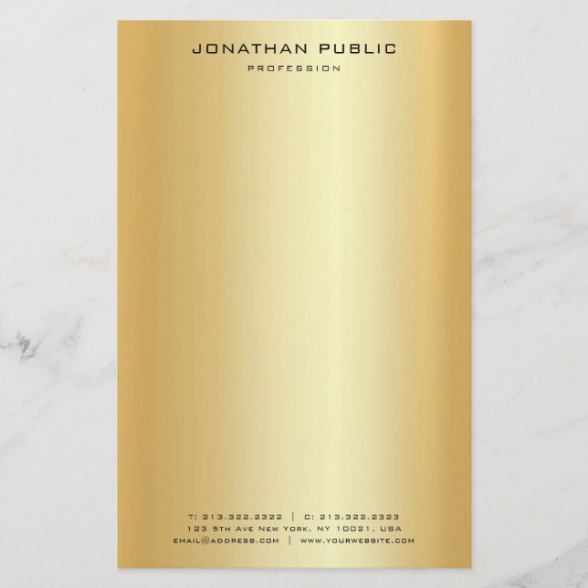 Custom Gold Look Modern Elegant Trendy Template Stationery (Front)