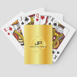 Custom Gold Look Monogram Modern Elegant Template Playing Cards