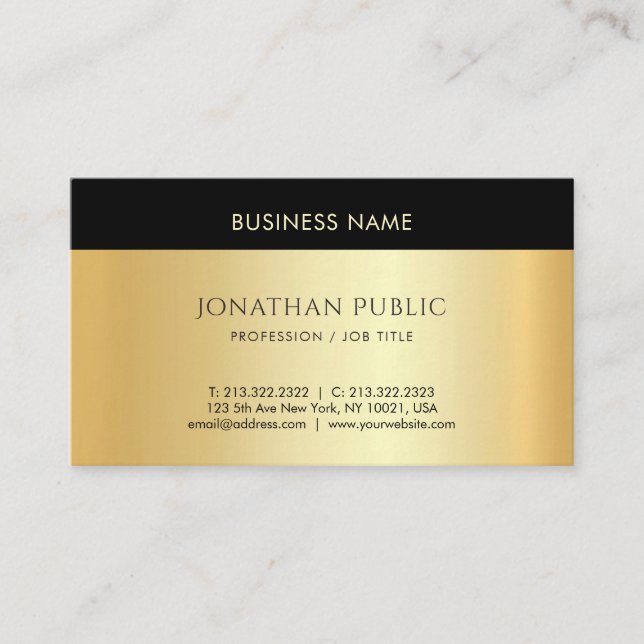 Custom Gold Look Personalized Minimalist Template Business Card (Front)