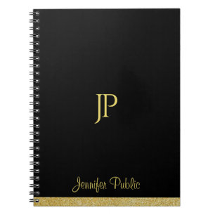 Custom Gold Look Text Modern Monogram Template Notebook