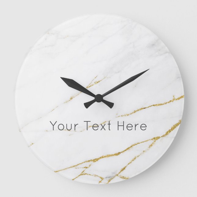 Custom Gold Marble Acrylic Wall Clock (Front)