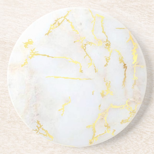 Custom Gold Marble Elegant Trendy Template Coaster (Front)