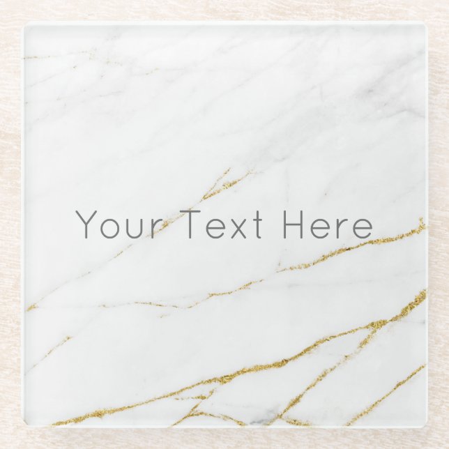 Custom Gold Marble Glass Coaster (Front)