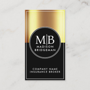 Custom Gold Metallic Insurance Broker Business Card