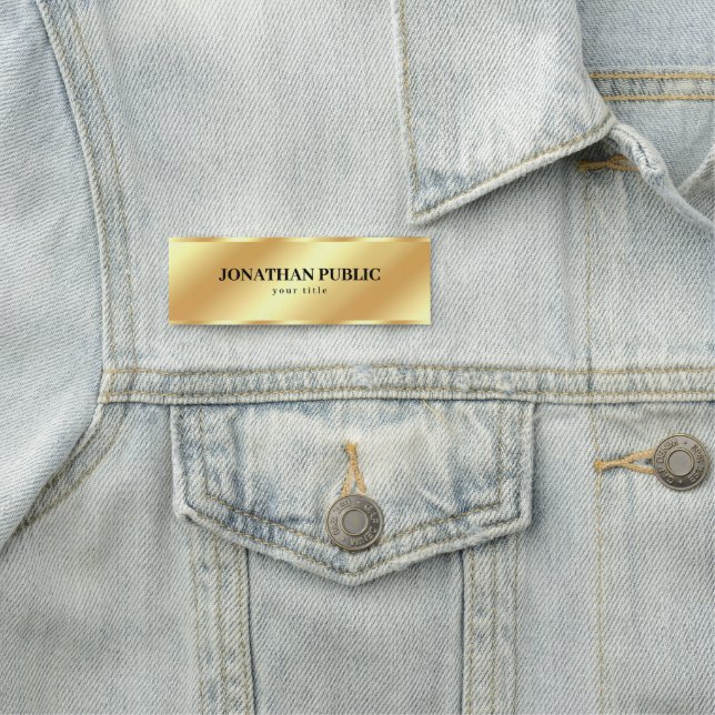 Custom Gold Modern Elegant Template Professional Name Tag (In Situ)