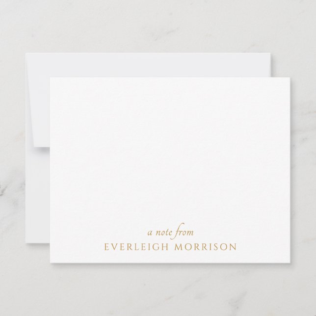 Custom Gold Modern Minimalist A Note From Card (Front)