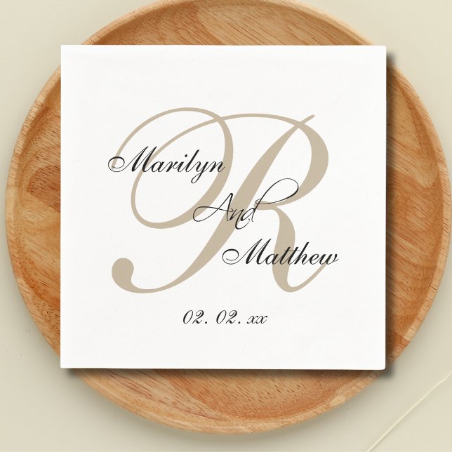 Custom Gold Monogram Elegant Wedding Napkin (Creator Uploaded)