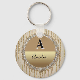 Custom Gold Monogram Gift For Wedding And Events Keychain