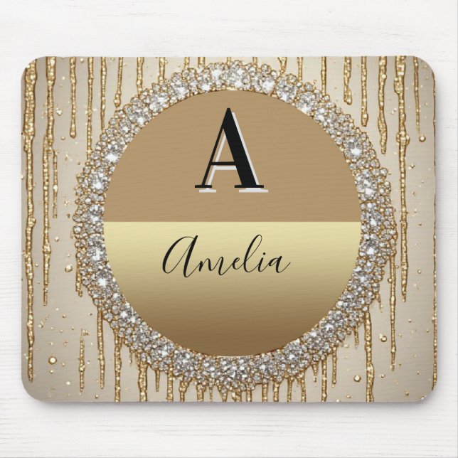 Custom Gold Monogram Gift For Wedding And Events Mouse Pad (Front)