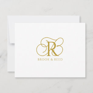 Custom Gold Monogram Initials Couple Names Card