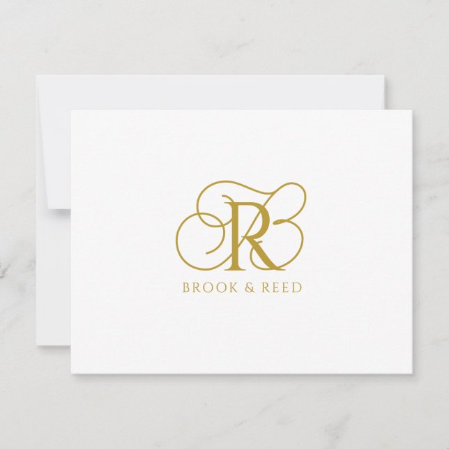 Custom Gold Monogram Initials Couple Names Card (Front)