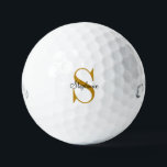 Custom Gold Monogram Name Initial  Golf Ball<br><div class="desc">Custom golf balls personalized with your name and unique monogram. Click Customize It to edit fonts and colours or add your own text and images to create a unique one of a kind gift. Easy to customize. Golf in style. Get yours today!</div>