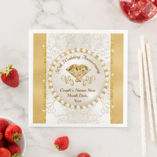 Custom Gold Personalized 50th Anniversary Napkins