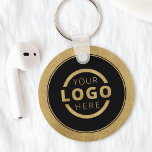 Custom Gold Promotional Business Logo Branded Keychain<br><div class="desc">Easily personalize this coaster with your own company logo or custom image. You can change the background colour to match your logo or corporate colours. Custom branded keychains with your business logo are useful and lightweight giveaways for clients and employees while also marketing your business. No minimum order quantity. Design...</div>