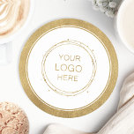 Custom Gold Promotional Business Logo Branded Round Paper Coaster<br><div class="desc">Easily personalize this coaster with your own company logo or custom image. You can change the background colour to match your logo or corporate colours. Customized promotional coasters with your business logo are great for corporate dinner events, or any event where paper coasters would be ideal. If you have a...</div>