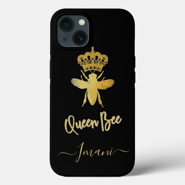 Custom Gold QUEEN BEE Black Phone Holder 11 12 Case-Mate iPhone Case (Back)