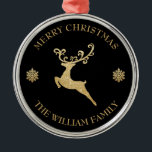 Custom Gold Reindeer Merry Christmas Ornament<br><div class="desc">Custom Gold Reindeer Merry Christmas Ornament</div>