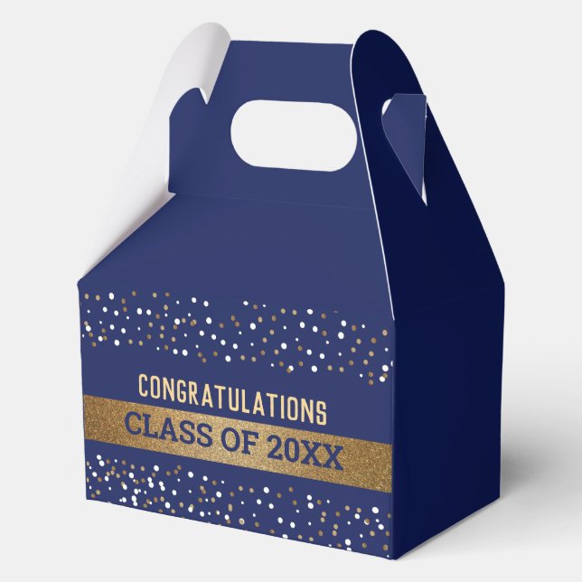Custom Gold Royal blue Graduate Class Year Favor Box (Front)