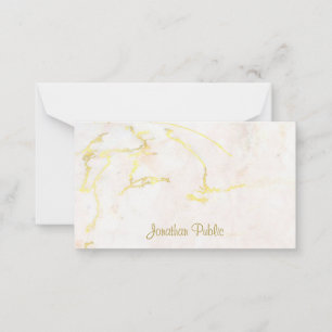 Custom Gold Script Name Marble Calligraphed Card