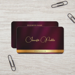 Custom Gold Script Name Text Rounded Corner Luxury Business Card