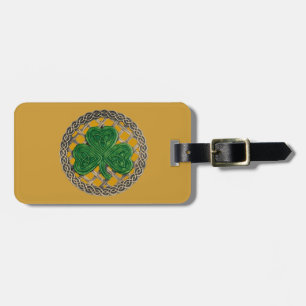 Custom Gold Shamrock Celtic Knots Luggage Tag