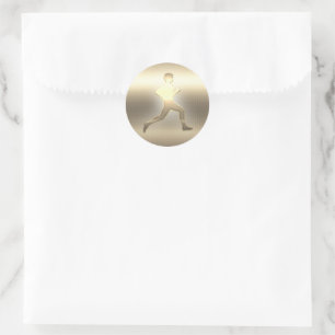 Custom Gold Sport Jogging Athletics Classic Round Sticker