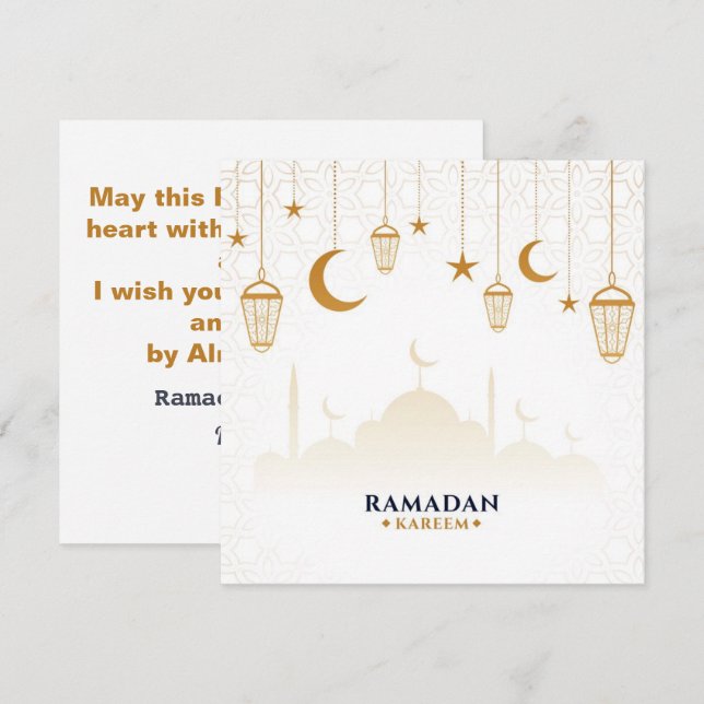 custom Gold Stars,Crescent moon Ramadan kareem   Holiday Card (Front/Back)