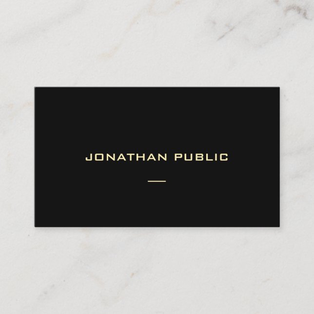 Custom Gold Text Black Template Modern Elegant Business Card (Front)