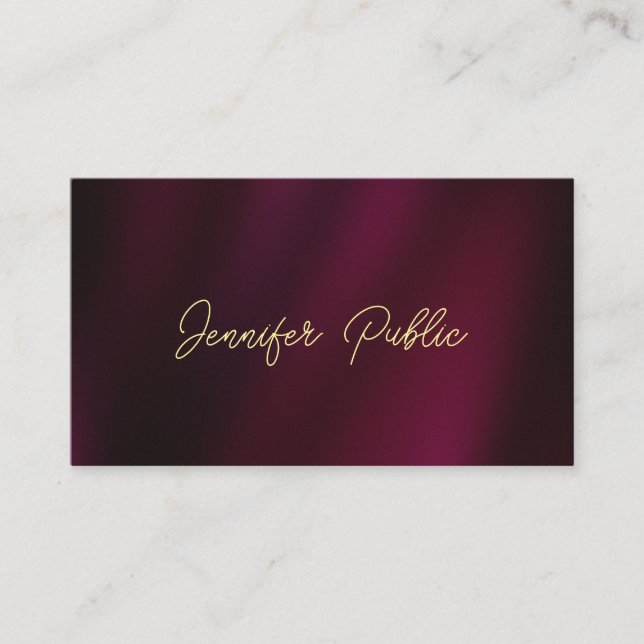 Custom Gold Text Name Script Luxury Glossy Business Card (Front)