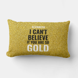 Custom gold texture background birthday greetings lumbar pillow