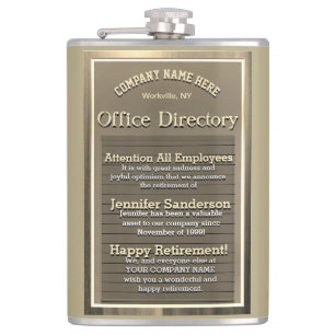 Custom Gold Vintage Retirement Sign Hip Flask